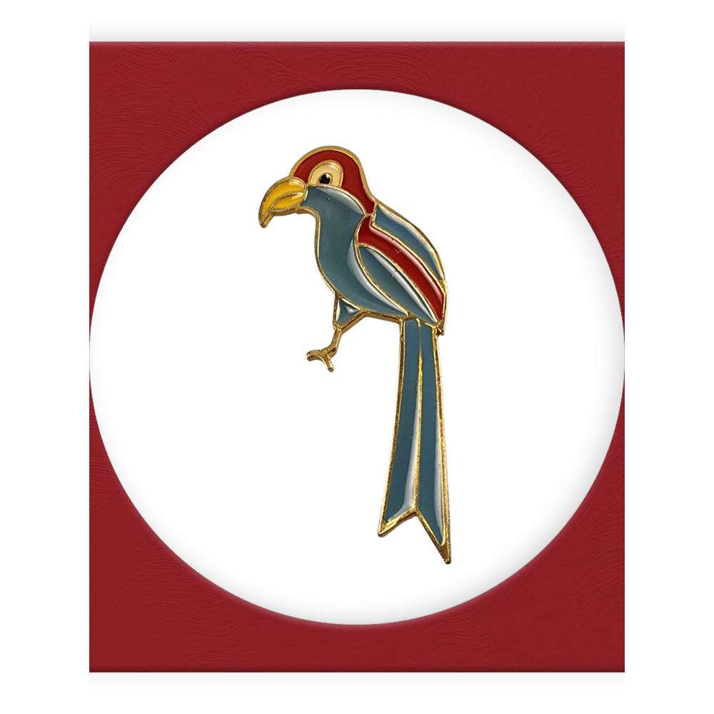 VTG Colorful Tropical Parrot Brooch / Pin Glod Trim